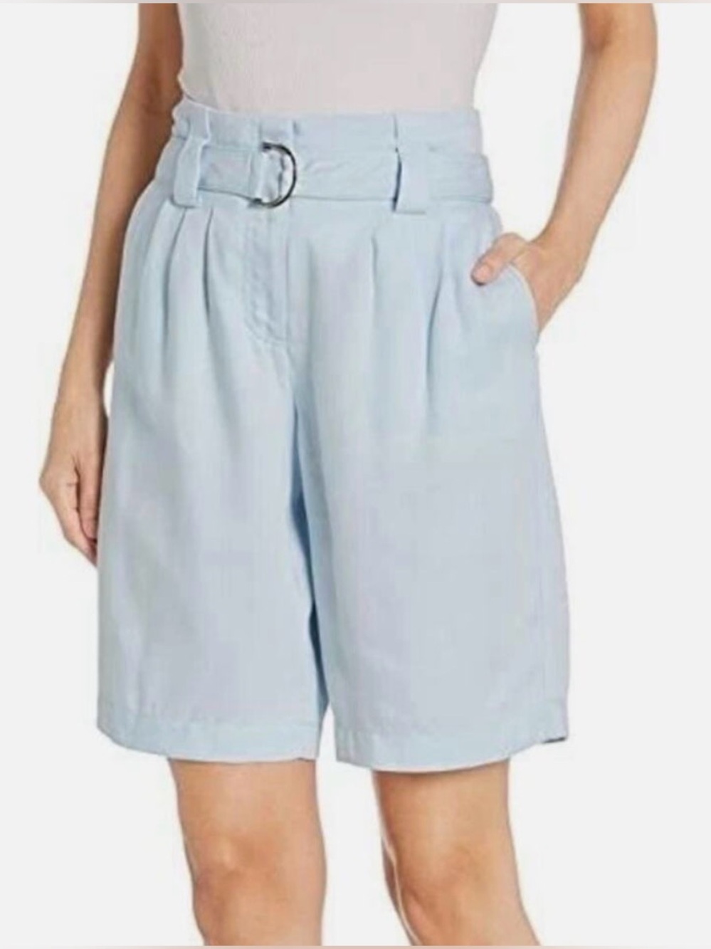 GUESS Blue Isle Bermuda Shorts w/ Belt Size 10 NWT Lyocell High Waist
